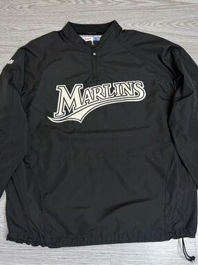 Florida Marlins Majestic Dugout Cool Base Pullover Jacket Size XXL Mens